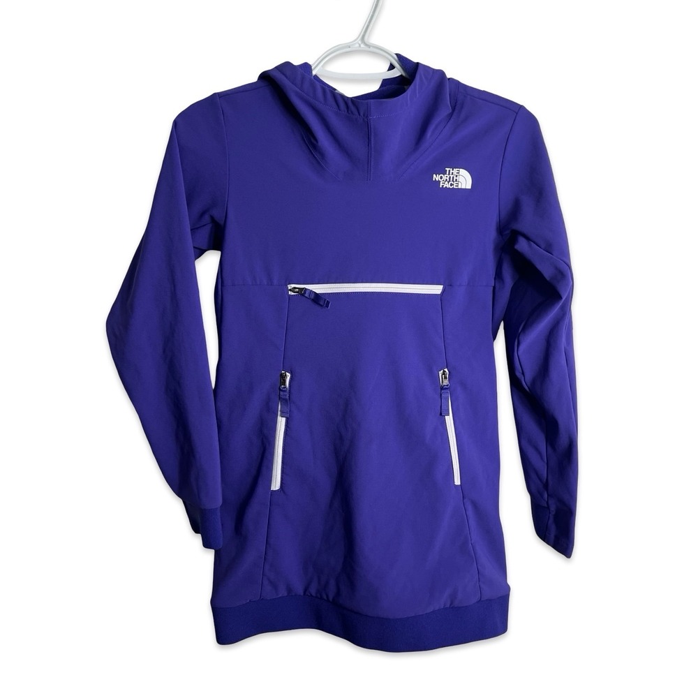 The North Face Girls M 10/12 Purple Hooded Pullover Jacket Fleece Lined